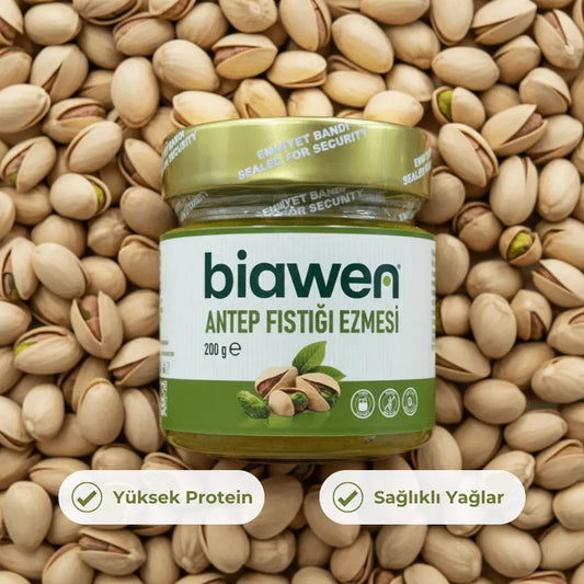 Parçacıklı Antep Fıstığı Ezmesi (%50 Antep Fıstığı) Biawen