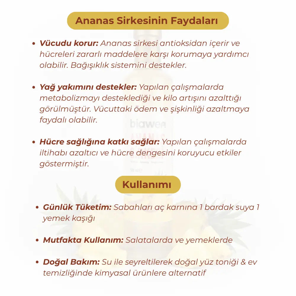 Organik Ananas Sirkesi - 500 ml Biawen
