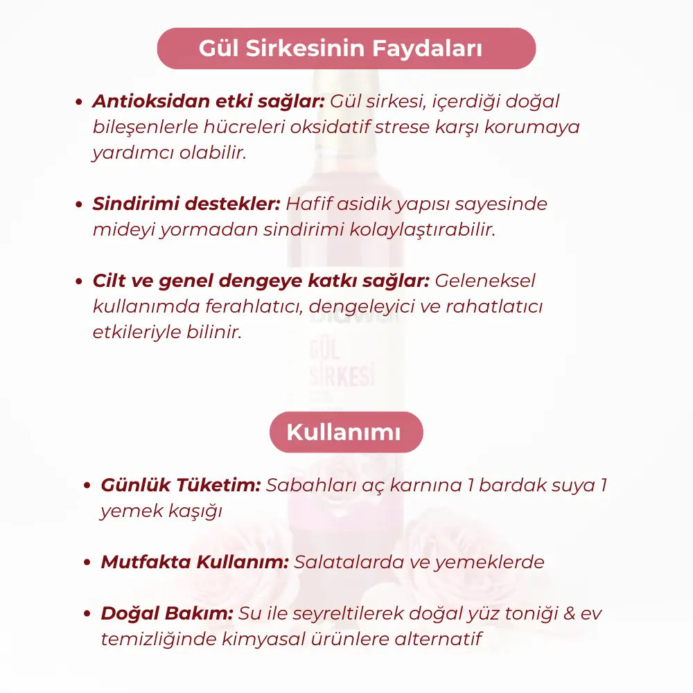Organik Gül Sirkesi - 500 ml Biawen