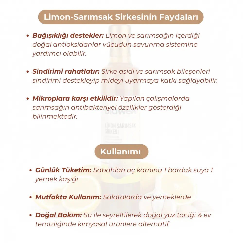 Organik Limon & Sarımsak Sirkesi - 500 ml Biawen