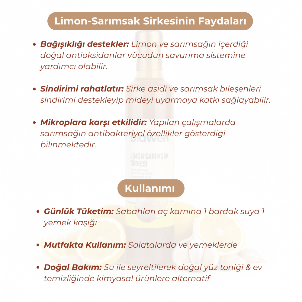 Organik Limon & Sarımsak Sirkesi - 500 ml