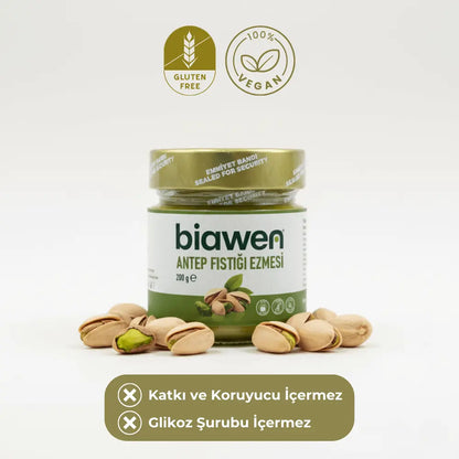 Parçacıklı Antep Fıstığı Ezmesi (%50 Antep Fıstığı) Biawen