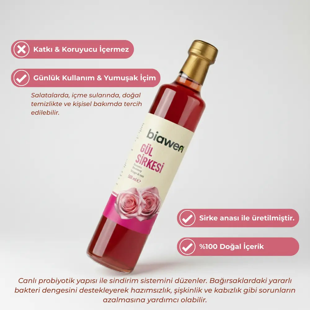 Organik Gül Sirkesi - 500 ml Biawen