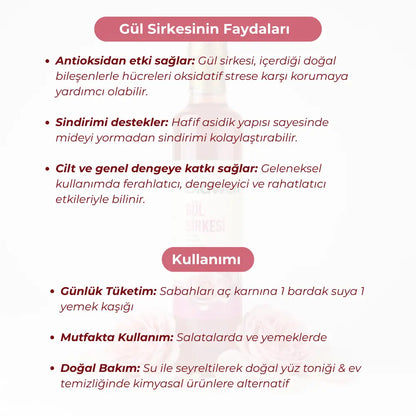 Organik Gül Sirkesi - 500 ml Biawen